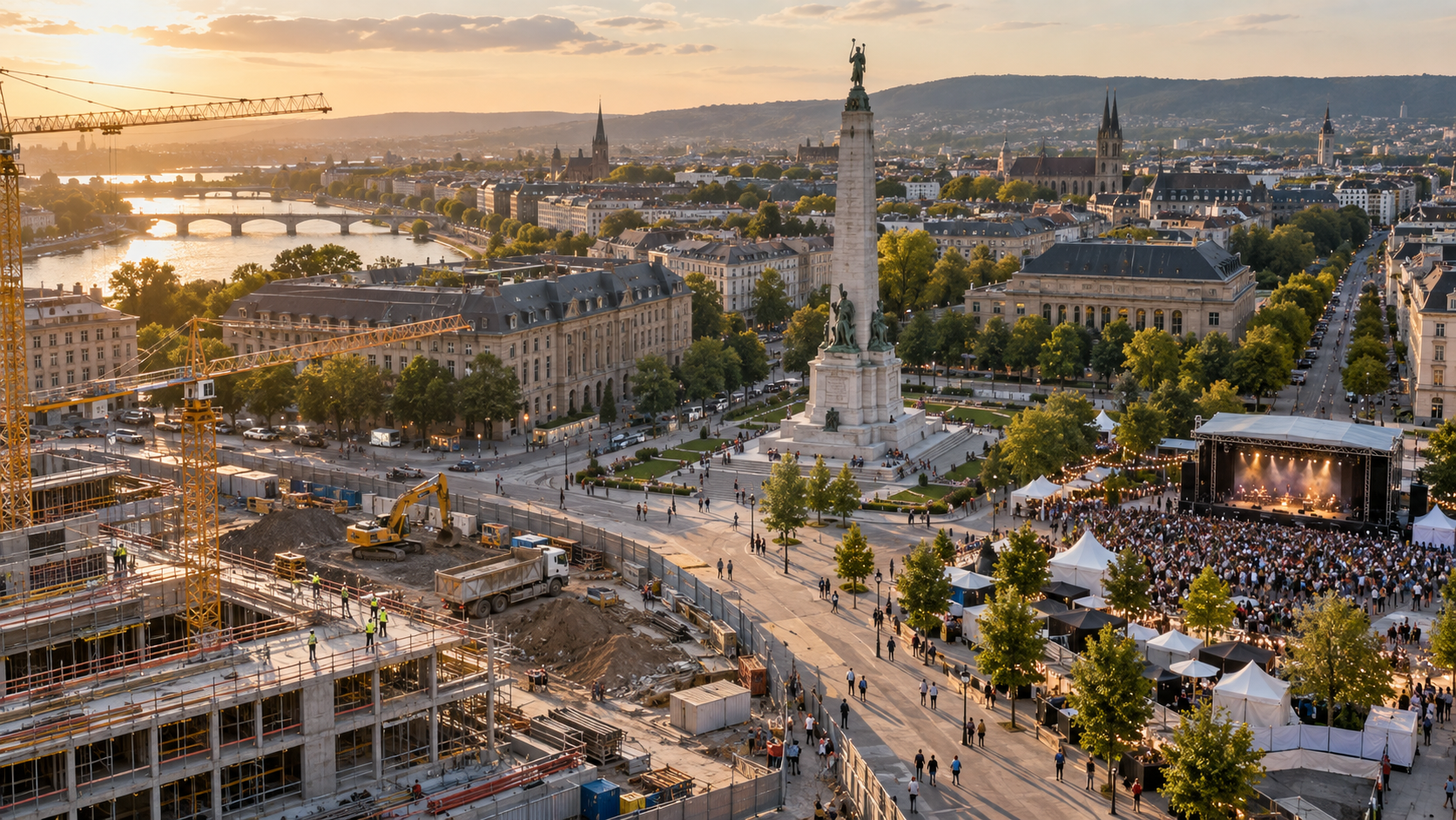 Prise de vue aérienne par drone d'un chantier, d'un monument patrimonial et d'un festival — Studio Sambre, Sambre-Avesnois